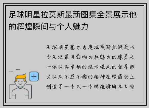 足球明星拉莫斯最新图集全景展示他的辉煌瞬间与个人魅力